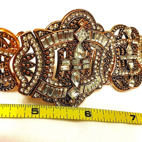 Celebrity Style SUPER BLING Heavy Crystal Rhinestone Choker Necklace Brass color - Picture 12 of 15